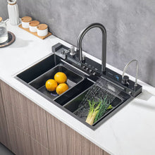Charger l'image dans la galerie, Évier de cuisine moderne fait à la main avec robinet intelligent Mélangeur numérique LED Robinet de cuisine cascade Évier Cuisine acier inoxydable